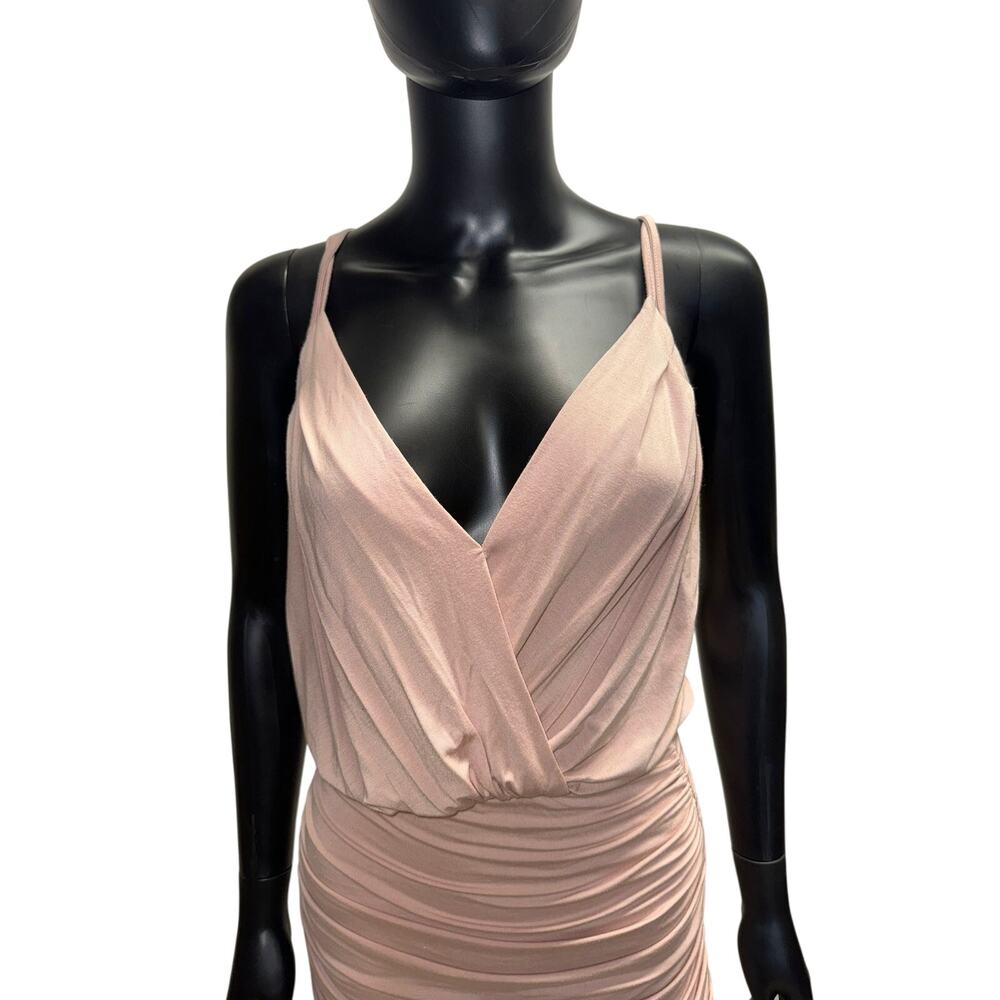 Krisa Wrap Top Plunging Maxi Blush/Nude Dress Sz XS - Picture 3 of 7